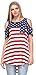 Zoozie LA Women's American Flag Shirt Patriotic Tank Tops Regular And Plus Size, Open Shoulder Navy Star Red Stripes 1, 3X