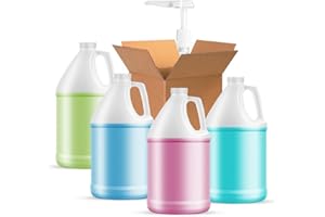 SVERES 1-Gallon Plastic Jug (4-Pack) Reusable w/Shipping Box, Food-Safe, BPA Free | Heavy-Duty HDPE Containers for Water, Sauces, Soaps, Detergents, Liquids | Screw-On Cap transparent