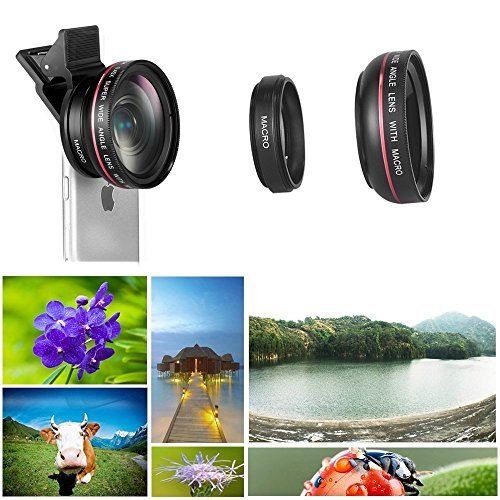 Mactrem 2 in 1 Universal HD Camera for mobile Cell Phone Lens Kit for iPhone 6s 6 Plus 5s 5, Samsung S6 S5 Smartphones (0.45x Super Wide Angle Lens, 12.5x Super Macro Lens)