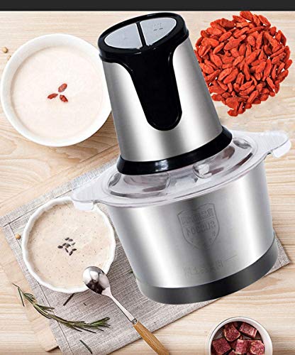 CEHNXIU-Electric-Food-Processor-Stainless-Steel-Meat-Grinder-and-Vegetable-Fruit-Slicer-with-4-Titanium-Coating-Blades-2-Speeds-Blender-and-Mincer-for-Mincing-Chopping-Grinding
