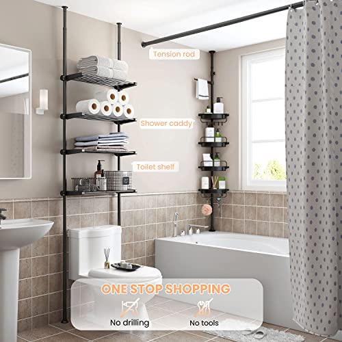 ALLZONE Bathroom Organizer, Over The Toilet Storage, 4Tier Adjustable