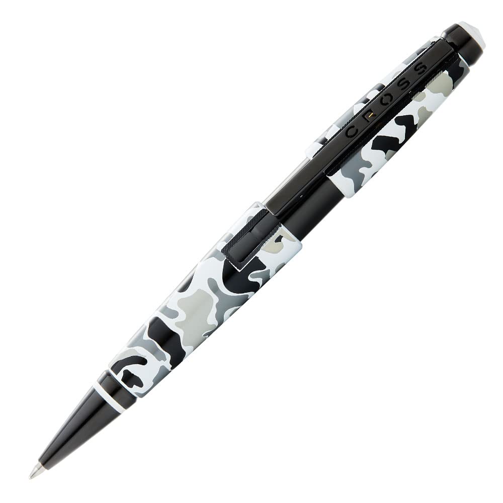 CROSS Edge AT0555-18 Retractable Capless Resin Gel Ink Rollerball Pen, includes Premium Gift Box and Black Gel Ink Cartridge, Medium Point, 1 Pack, Black & White Camo