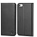 SHIELDON Leather Case for iPhone 5S / iPhone 5, 100% Genuine Natural Leather Wallet Case, Flip Book Style Protective Cover, with Stand Function, Cards Slots, Magnetic Closure (Solid Black)