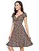 Zeagoo Women's Rayon Wrap Floral Print V Neck A-Line Flare Party Dress,Orange,Medium