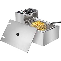 Comft Deep Fryer Commercial Fry Daddy with Basket, Stainless Steel Electric Countertop Large Capacity Kitchen Frying…