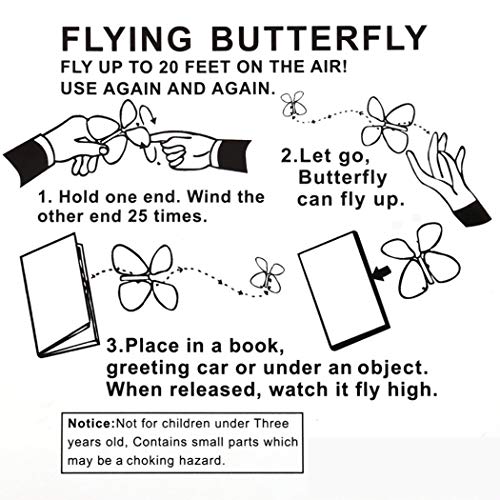 B bangcool Magic Flying Butterflies Rubber Band Powered Funny Wind Up Butterfly Toy Fairy Toy Surprise Gift (6Pcs) - Thumbnail 4