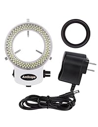 AmScope anillo iluminador LED 144W ZK blanco, ajustable, con 144 LED, para microscopio estéreo y cámara