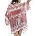 Womens Boho Floral Print Chiffon Swim Beach Cover Up Sexy Kimono Cardigan for Bikini Pink