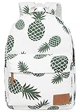 FITMYFAVO Backpack for Teen Girls Women with Multi-Pockets Cute Bookbag Daypack Travel Bag (Pineapple)