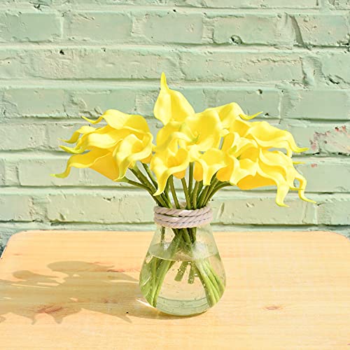 Mandy's 20pcs Yellow Flowers Artificial Calla Lily Silk Flowers 13.4