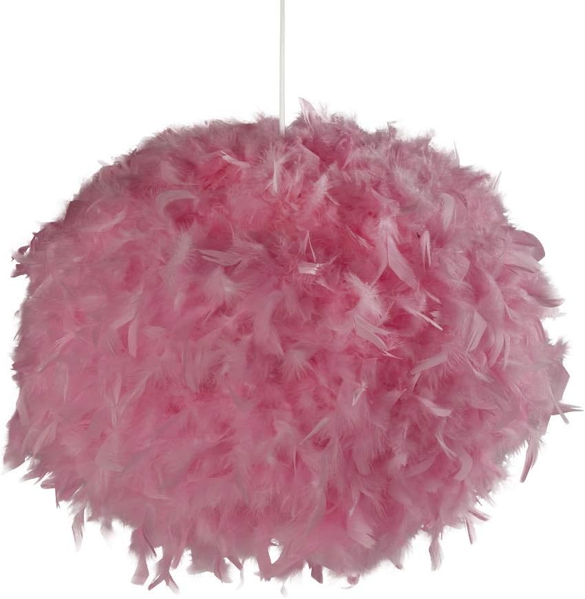 Britalia COR1001 Cortona Pink Feather Contemporary None Electric Pendant Shade 50cm | Non Electrical (Fits to Existing Lamp Holder) | UK Approved