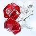 Waltz&F Crystal Rose Flower,Glass Rose Paperweight Figurine Collectible Statue Wedding Table Centerpiece Ornament,Red Rose