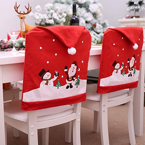 YOBAYE Santa Hat Chair Covers，Set of 6 Pack Kitch Chair Back Covers, Christmas Dinner Party Table Decorations,Santa Claus Snowman Chair Covers for Christmas Holiday Festival Decor