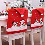 YOBAYE Santa Hat Chair Covers，Set of 6 Pack Kitch Chair Back Covers, Christmas Dinner Party Table Decorations,Santa Claus Snowman Chair Covers for Christmas Holiday Festival Decor