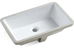 MEJE #202A -20.9 Inch Undermount Sink, Rectrangle Undercounter Bathroom Sink,Ceramic Lavatory Vanity Vessel Sink- White