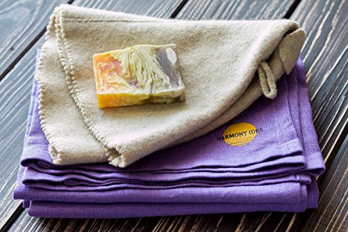 Harmony Idea Organic Soft Linen 100% Flax Bath Towels. Best quick dry Towel for travel, beach and pool. 28" X 58" (Violet)