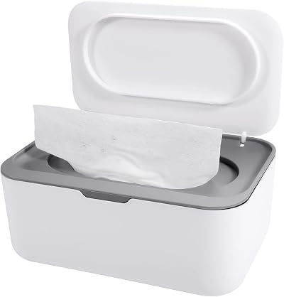 Yoosso Wipes Dispenser Case Grey Baby Wet Box Tissue Storage with Lid Seal