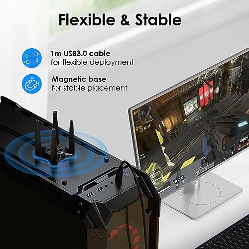 AX1800 USB WiFi Adapter for Desktop PC, WAVLINK USB WiFi Dongle, Dual Band 5Ghz(1201Mbps) + 2.4Ghz(574Mbps), MU-MIMO, Beamforming, WPA3 Encryption, Built-in Driver, Support Win 11/10
