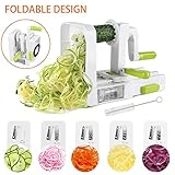 [NEWLY IMPROVED] Vegetable Spiralizer, 5 Blade Spiralizer Vegetable Slicer, Veggie Pasta Spaghetti Maker, Foldable Design with Cleaning Brush & Super Strong Suction Pad By Uvistare