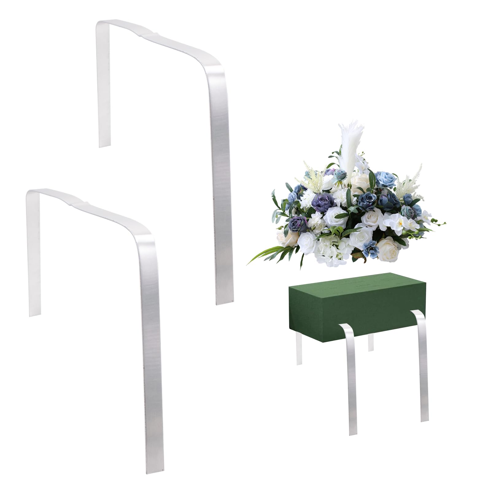 Photo 1 of 2 PCS 23.6 inches Flexible Aluminum Sheet Rustproof Gravestone Saddle Cemetery Headstone Flower Saddle Tombstone Decorations Dual use for Headstone Wreath Hanger for Tombstone Wreath Holder