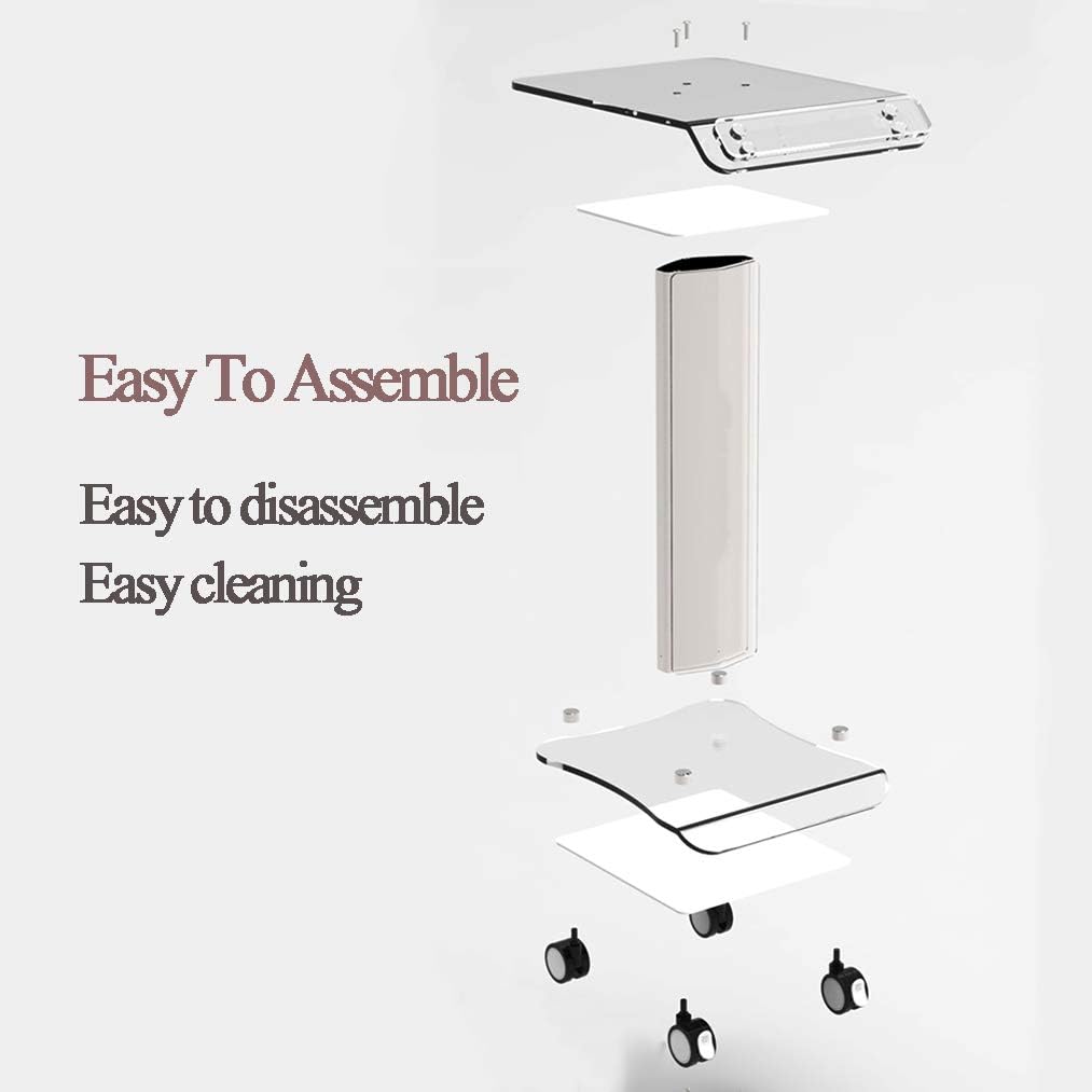 HORV Pedestal Rolling Salon Trolley on Wheels Cart Beauty Salon Equipment Stand Roller Trolley Cart Instrument Tray Rolling Cart: Home & Kitchen