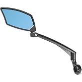 BriskMore Handlebar Bike Mirror - Crystal Clear HD Glass, Anti-Glare Blue Lens Mirror for Safe Riding, Wide Angle Rearview fo