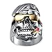 LineAve Men's Stainless Steel Skull Pilot Soldier Ring