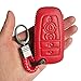 Hand Sewing Red Leather Key Cover Fob Case Protector Jacket Remote Bag for 2022 2023 2024 Ford Fusion F250 F350 F450 F550 Edge 2018 2019 2020 Explorer Expedition 2021 Lincoln Nautilus 5 Buttons