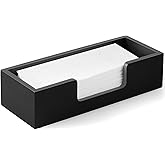 Paper Towel Dispenser Countertop, Wooden Folded Paper Hand Towel Holder for Guest Bathroom, Commercial Tabletop Tissue Dispenser Tray for Multifold C-Fold, Z-Fold, Trifold, Black