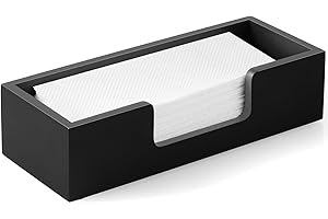 CMLKLZD Paper Towel Dispenser Countertop, Wooden Folded Paper Hand Towel Holder for Guest Bathroom, Commercial Tabletop Tissue Dispenser Tray for Multifold C-Fold, Z-Fold, Trifold, Black