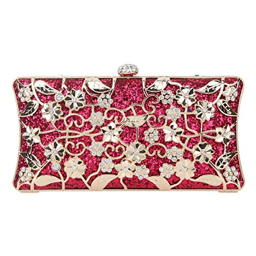 Fawziya Glitter Formal Floral Purses For Women Evening Clutch Bag-Fuchsia - Thumbnail 6