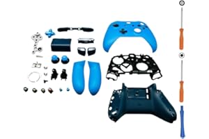 Hzxkqmil Replacement Housing Shell Full Set for Xbox One S/X Controller (Model 1708), DIY Faceplate Case Cover Middle Bracket Side Rails Buttons Accessories Parts, Blue