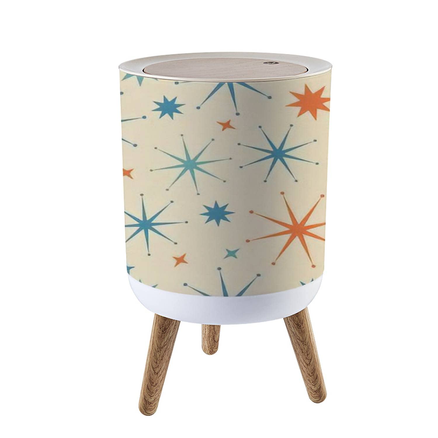 Small Trash Can with Lid 1950s star seamless 50s style retro vintage ...