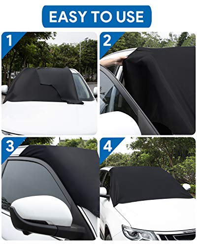Car Windshield Snow Cover, ONE PIX Ice Removal Wiper Protector Covers with Magnetic, Large Windshield Winter Cover Fits Most Cars and SUV