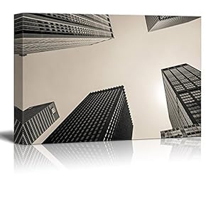 Canvas Wall Art - Highrise Buildings Viewed from Below - Giclee Print Gallery Wrap Modern Home Art Ready to Hang - 12" x 18"