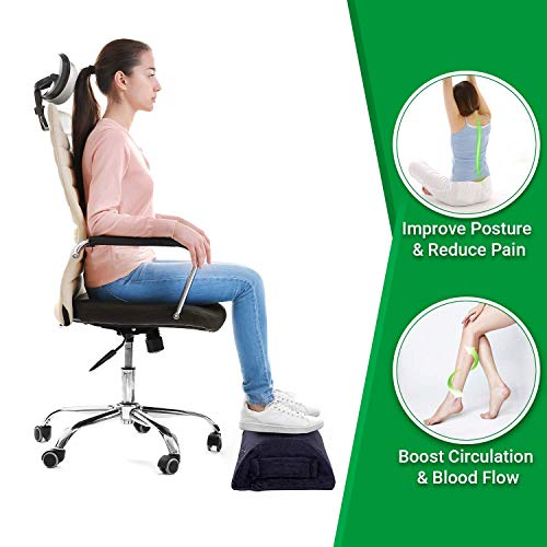 Foot Rest Under Desk, 30D High Density Foam. Firm and Comfy Desk Foot Rest with 2 Optional