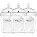 Baby Brezza Two Piece Natural Baby Bottle with Lid - Ergonomic, Wide Neck Design Makes it The Easiest to Clean - Modern Look - Anti-Colic - BPA Free Plastic - White Bottle - 9 Ounce - 3 Bottles