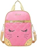 Moonmo Cute Cat Face Bow Diamond Bling Waterproof Pink School Backpack Girls Lunch Bags (Pink)