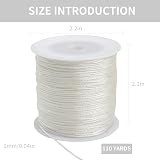 TONIFUL 1mm Nylon Cord Satin String 100 Yards White Jewelry Beading Thread view 2