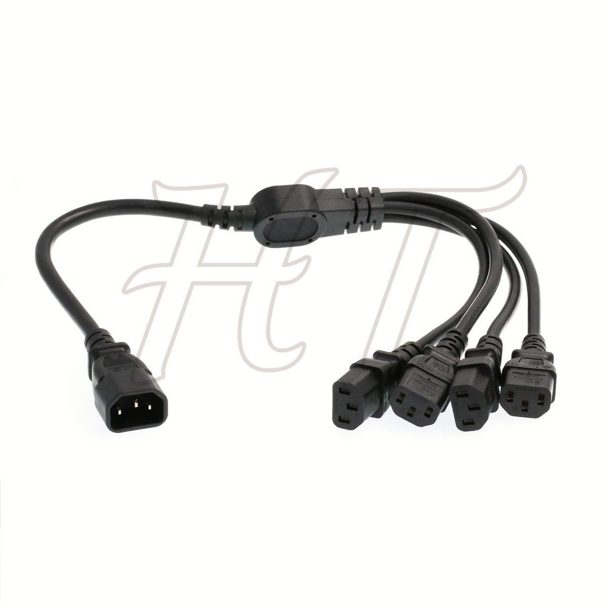 HangTon IEC320 C14 4 x C13 UPS PDU Y Splitter Computer PC Power Cord 10A 250V Extension Cable 60cm 24in, 1 to 4 — image 1
