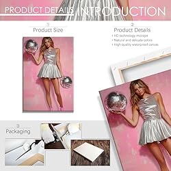 Vintage Funky Disco Ball Hot Girl Canvas Wall Art