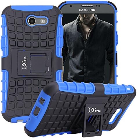 For Samsung Galaxy J3 2017 Case, J3 Prime / J3 Mission / J3 Eclipse / J3 Luna Pro / Sol 2 / Amp Prime 2 / Express Prime 2 / J3 Emerge Case, DGtle Hybrid Dual Layer Cover with Kickstand - Blue