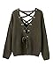 BOBIBI Women's Winter Warm Sexy Lace Up Backless V Neck Long Sleeve Knit Pullover Sweater Top