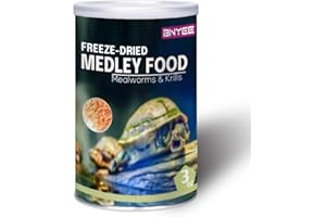 BNYEE Aquatic Turtle Medley Food - Freeze Dried Shrimp & Mealworms for Aquatic Turtle, Beard Dragon and Other Reptiles & Amphibians