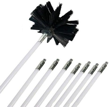 8 varillas flexibles + 1 cepillo limpiador de chimenea giratorio