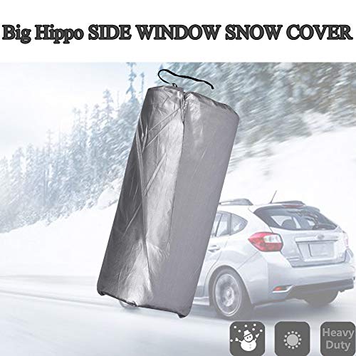 Big Hippo Side Window Snow Cover, Thickness Winter Car Window Snow, Ice, Frost Cover Sun Protection - Universal Fits Most Cars, Sedans, Small Trucks, SUVs (2 Pack)