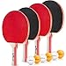 Table Tennis Ping Pong Set - Pack of 4 Premium Paddles/Rackets and 6 Table Tennis Balls - Soft Sponge Rubber - Ideal for Professional & Recreational Games - 2 or 4 Players - Perfect Set On The Go