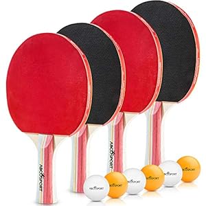 Table Tennis Ping Pong Set – Pack of 4 Premium Paddles/Rackets and 6 Table Tennis Balls – Soft Sponge Rubber – Ideal for…