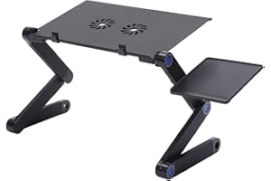 Navor Adjustable Standing Laptop Desk Stand Portable Aluminum Laptop Riser with Dual Cooling Fans & Mouse Pad, Foldable Ergon