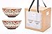 Cereal Bowls Set 2 Serving Bowl for Pasta Soup, Embossed Hand Painted Stoneware, 28 Oz Large